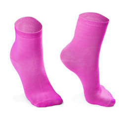 Wall Mural - pink pair of socks isolated on white background 