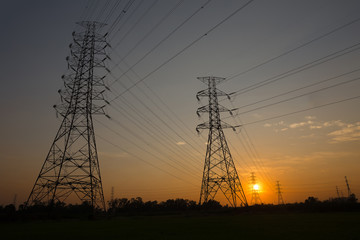 High voltage pole Sunset light