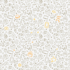 Poster - Different web interface color doodle silhouettes seamless patter