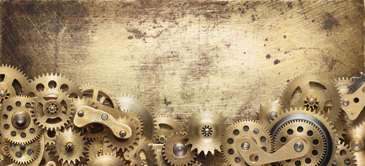 Canvas Print - Mechanical collage made of clockwork gears