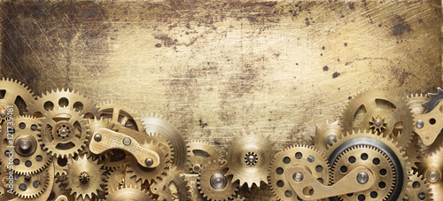 Cuadros en Lienzo Mechanical collage made of clockwork gears