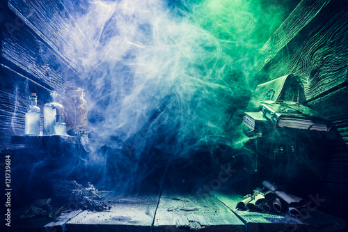 Fotografie, Obraz Magical witcher cottage with copy space for Halloween