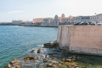 Wall Mural - Coast of Ortigia island at city of Syracuse, Sicily, Italy