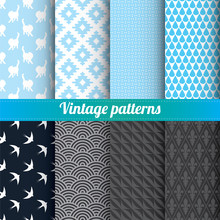 Set Of 8 Vintage Patterns Vector