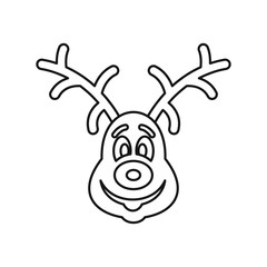Wall Mural - Christmas deer icon in outline style isolated on white background. Animal symbol vector illustration