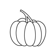 Canvas Print - Autumn pumpkin icon in outline style isolated on white background. Vegetables symbol vector illustration