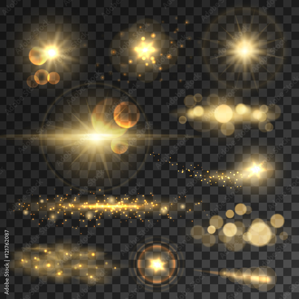 Golden glitter bokeh lights and sparkles Stock Vector | Adobe Stock