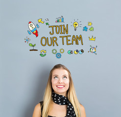 Wall Mural - Join Our Team concept with happy young woman