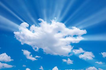 Wall Mural - sunbeam through the haze on blue sky