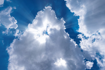Wall Mural - sunbeam through the haze on blue sky