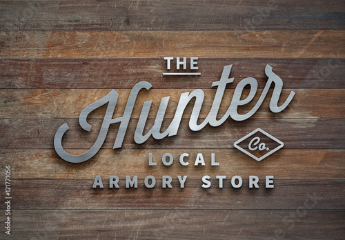 Download Metallic Signage Mockup On Wood Stock Template Adobe Stock
