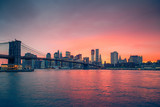 Fototapeta Kuchnia - Brooklyn bridge and Manhattan at sunset, New York City