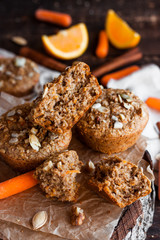 Wall Mural - Healthy carrot muffins with walnuts