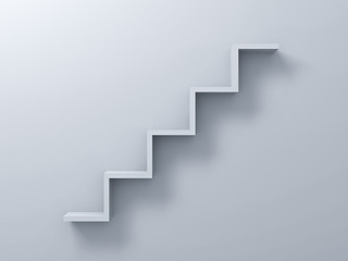 Poster - Abstract stairs or steps concept on white wall background with shadow 3D rendering