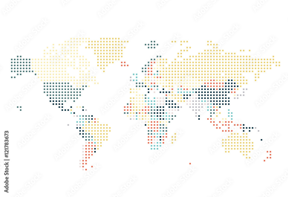 Dotted World map of square dots Stock Vector | Adobe Stock