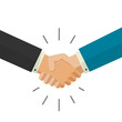 Shaking hands handshake business vector illustration isolated on white background, symbol of success deal, happy partnership, greeting shake, handshaking agreement flat sign design