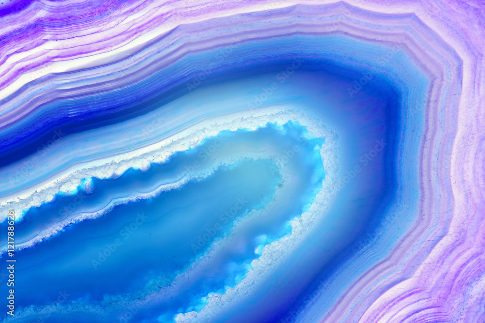 Abstract background - blue agate slice mineral - obrazy, fototapety, plakaty 