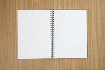 Recycle paper notebook open two pages on white background