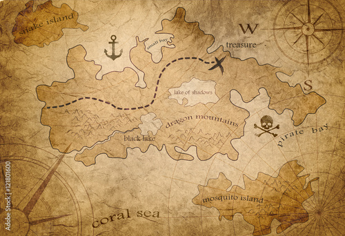 Obraz Dibond piracka mapa skarbów