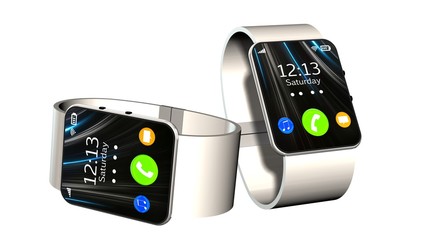 Wall Mural - two smart watch isolated on white background 