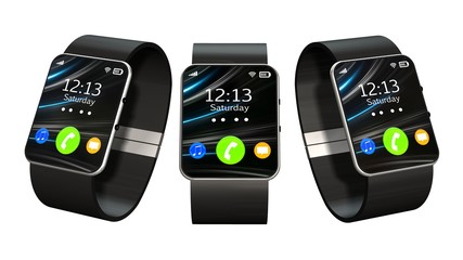 Wall Mural - three smart watch isolated on white background 