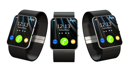 Wall Mural - three smart watch isolated on white background 
