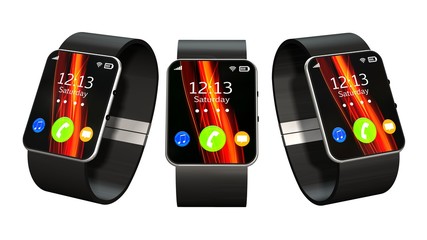 Wall Mural - three smart watch isolated on white background 