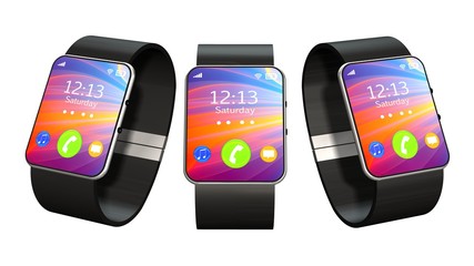 Wall Mural - three smart watch isolated on white background 