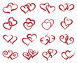 collection of sixteen icons of hearts