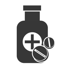 Canvas Print - medical medicine bottle with pills silhouette. vector illustration