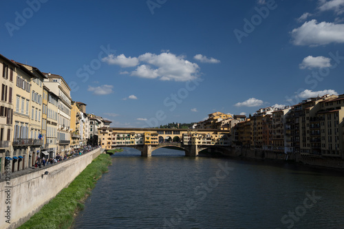 Fotografie, Obraz View of stone antique bridge Ponte Vecchio and the Arno River in