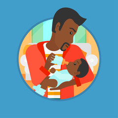 Wall Mural - Father feeding baby vector illustration.