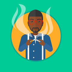 Poster - Young man quitting smoking vector illustration.