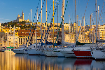 Canvas Print - View of Marseille at sunset time