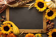 Fall Chalkboard Frame With Pumpkins