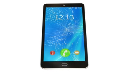 Wall Mural - 
Modern smartphone with broken Touchscreen isolated on white