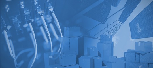 Wall Mural - composite image of stacks of packaging containers