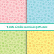 © slybrowney - Set of cute doodle seamless background with flowers and butterflies