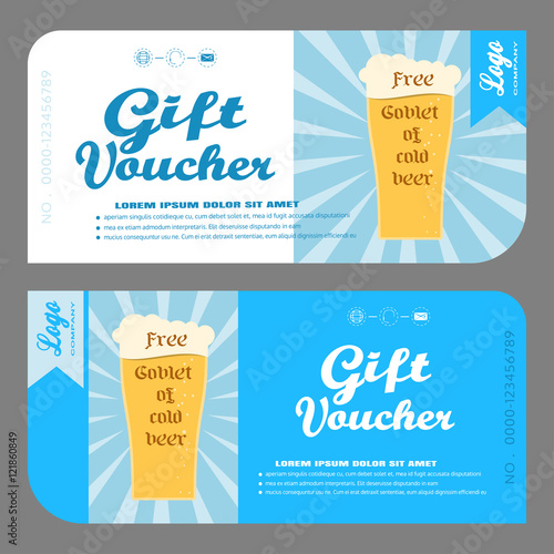 Gift voucher with goblet of free beer vector illustration to increase
