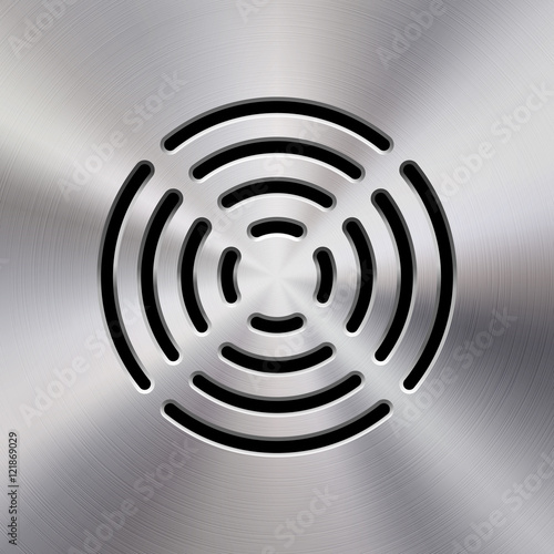 Audio speaker template, dynamic with perforated grill pattern and