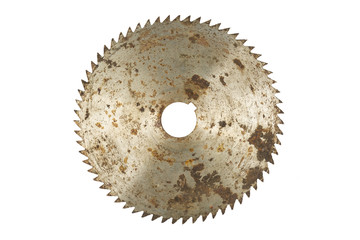 Rusty circular saw blade, isolated on white