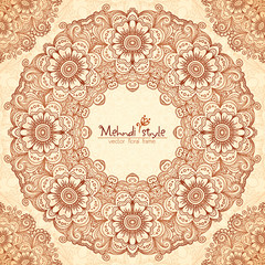 Wall Mural - Vector decorative round frame in Indian mehndi style