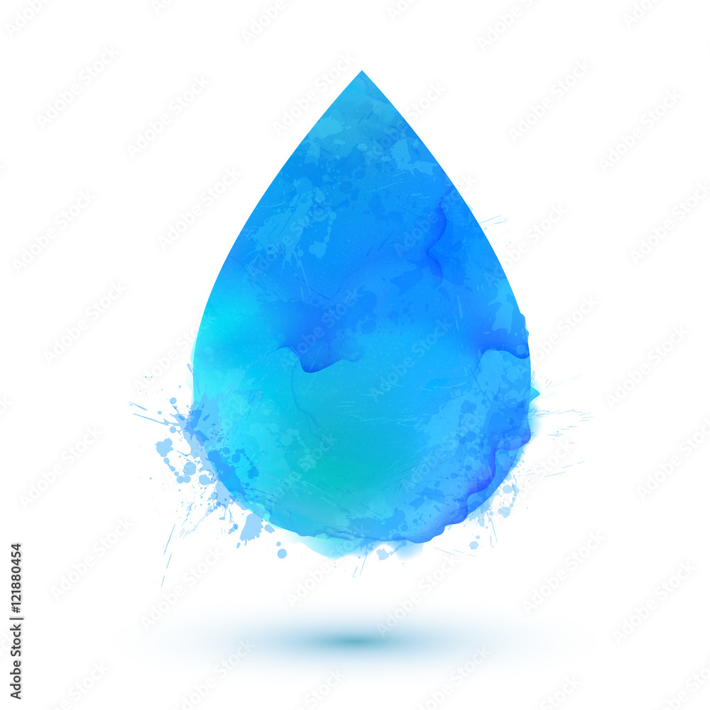 Blue watercolor vector water drop isolated on white background Stock ...