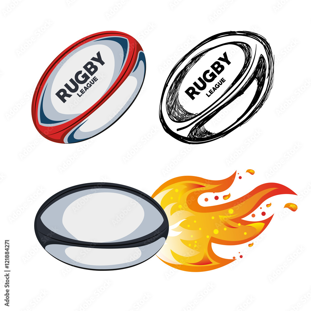 collection ball rugby white background design vector illustration eps ...