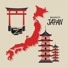 Wall Mural - welcome japan symbol traditional design vector illustration eps 10