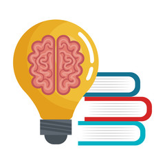 Poster - brain idea think book, education online graphic vecctor illustration