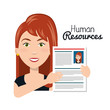 © Gstudio - character woman with curriculum human resources vector illustration