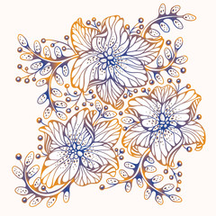 Sticker - Flowers set. Vector illustration
