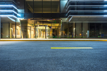 Poster - clean asphalt road through office block area,suzhou,china.
