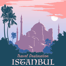 Hagia Sophia Vintage Poster Sunset